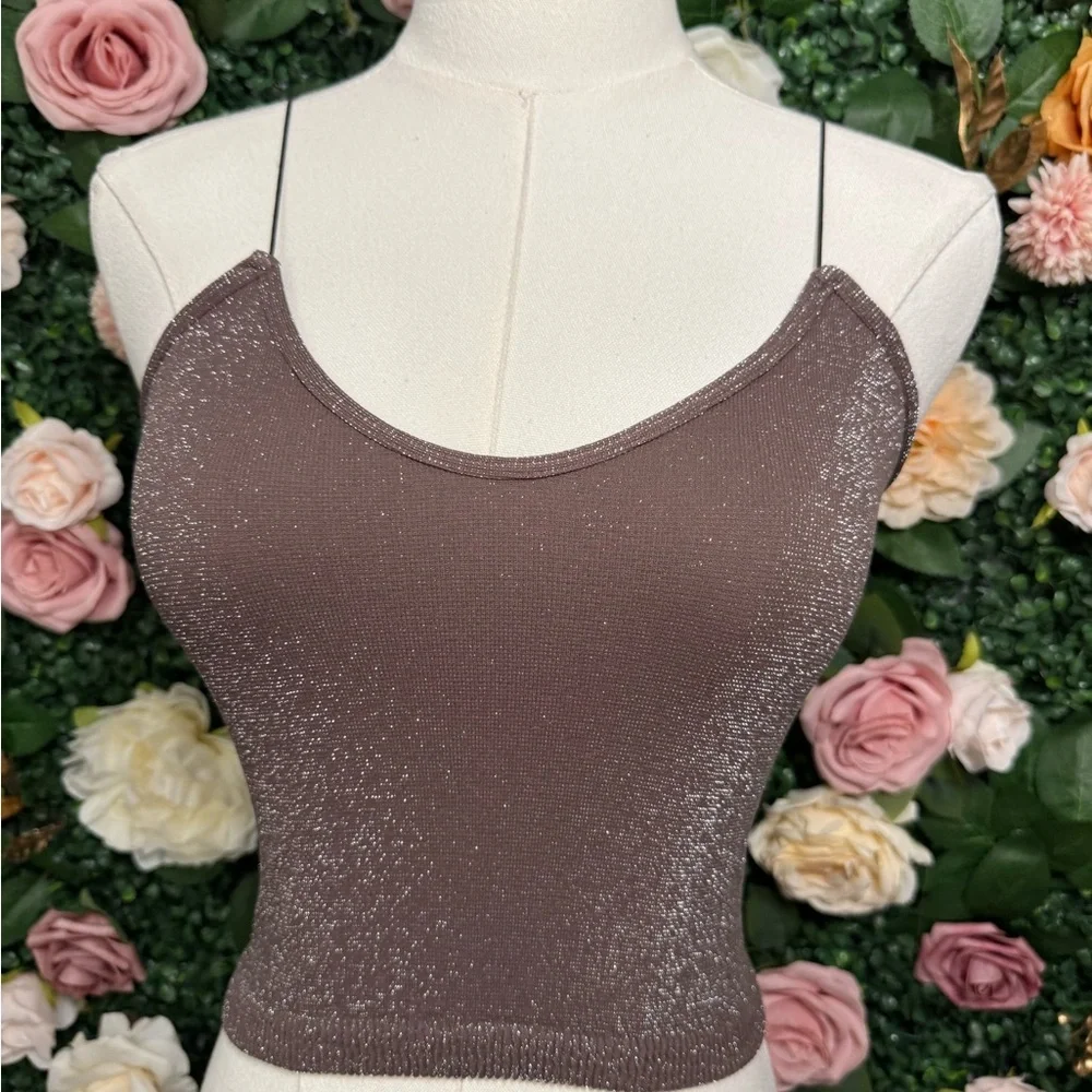 Free People Intimately Shimmery Spaghetti Strap Crop Top NWOT